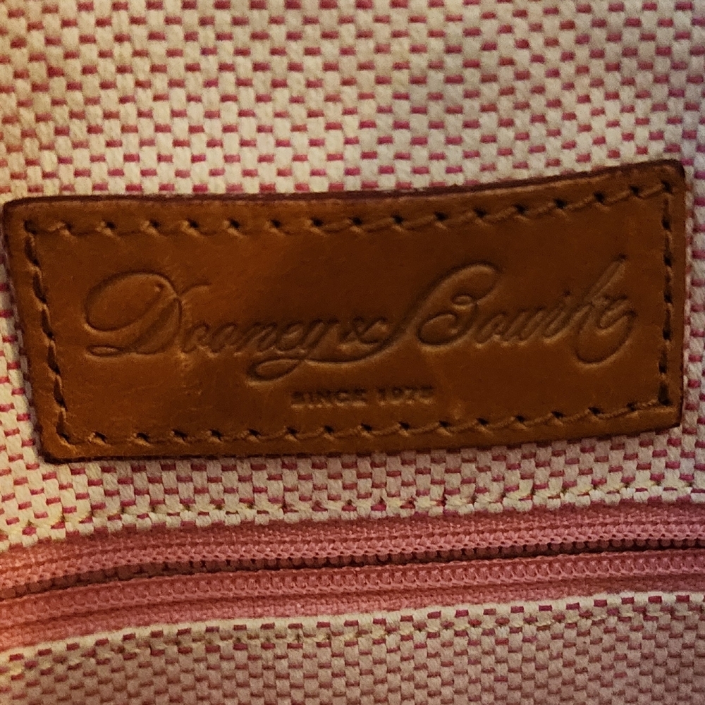 Dooney & Bourke Kristin Pebbled Leather Red Tote Bag with Tan Accents - Picture 2 of 16
